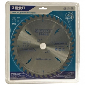 Диск пильний Зенит по дереву 230x22.2, ATB 40