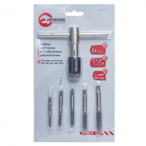 Набор метчиков с Т-образным держателем 6 ед (M4, M5, M6, M8, M10) INTERTOOL SD-8018